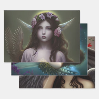 美しいヴィンテージエンジェルズデコペ ラッピングペーパーシート