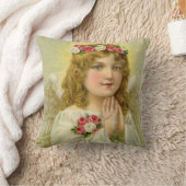 美しいヴィンテージエンジェル祈ズロザリオ クッション (ブランケット)