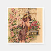 美しいヴィンテージエンジェル紙ナプキン スタンダードカクテルナプキン (正面)