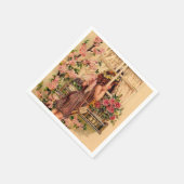 美しいヴィンテージエンジェル紙ナプキン スタンダードカクテルナプキン (角)