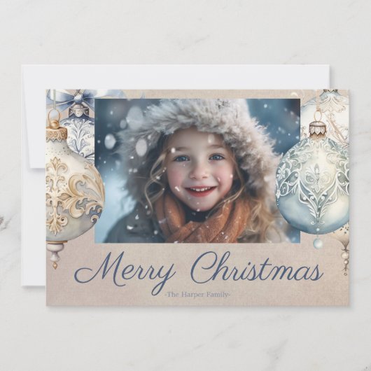 美しいヴィンテージオーナメントワンフォト シーズンカード (正面)