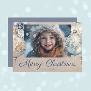 美しいヴィンテージオーナメントワンフォト シーズンカード