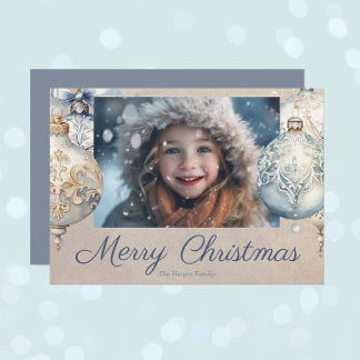 美しいヴィンテージオーナメントワンフォト シーズンカード