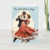 美しいヴィンテージカップル踊りバレンタイン シーズンカード (正面)
