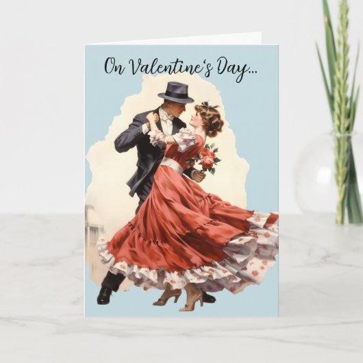 美しいヴィンテージカップル踊りバレンタイン シーズンカード (正面)