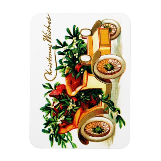 美しいヴィンテージカークリスマスグリーティング マグネット (縦)