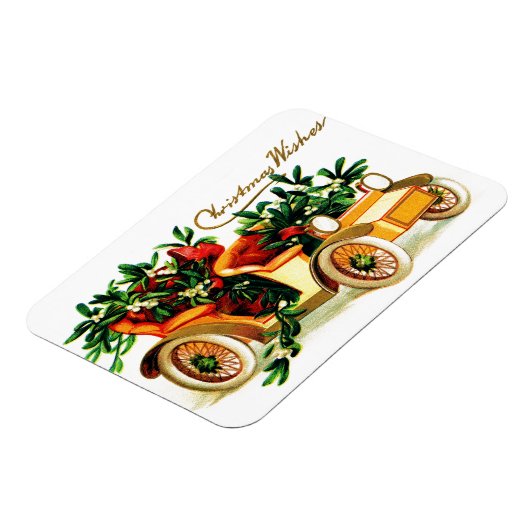 美しいヴィンテージカークリスマスグリーティング マグネット (左側)