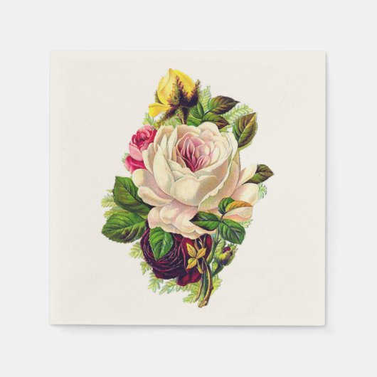 美しいヴィンテージガーリーフローラ スタンダードカクテルナプキン (正面)