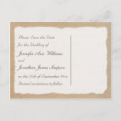 美しいヴィンテージキャンバス&レースのルック日付を保存 案内ポストカード (裏面)