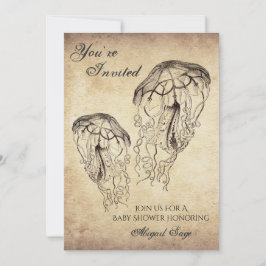 美しいヴィンテージクラゲビーチベビーシャワー 招待状