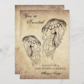 美しいヴィンテージクラゲビーチベビーシャワー 招待状 (正面/裏面)