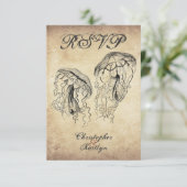 美しいヴィンテージクラゲビーチ結婚式 出欠カード (スタンド正面)