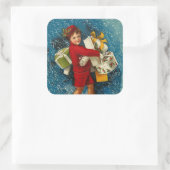 美しいヴィンテージクリスマスかわいいメッセンジャー大 スクエアシール (バッグ)