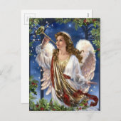 美しいヴィンテージクリスマスエンジェル シーズンポストカード (正面/裏面)