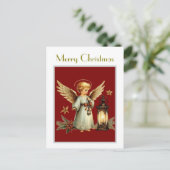 美しいヴィンテージクリスマスエンジェル ポストカード (スタンド正面)