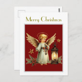 美しいヴィンテージクリスマスエンジェル ポストカード (正面/裏面)