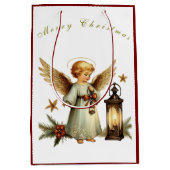 美しいヴィンテージクリスマスエンジェル ミディアムペーパーバッグ (正面)