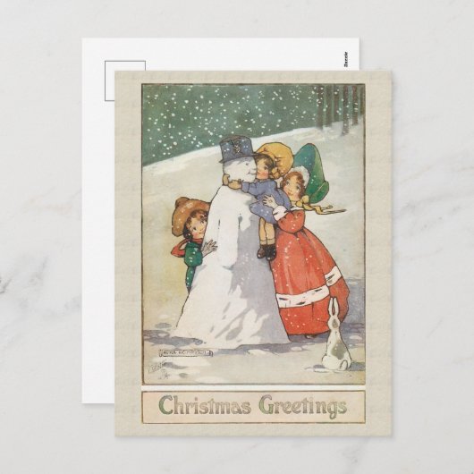 美しいヴィンテージクリスマスカード シーズンポストカード (正面/裏面)