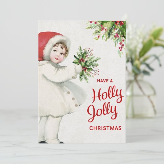 美しいヴィンテージクリスマスガール シーズンカード (スタンド正面)