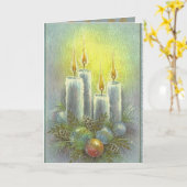 美しいヴィンテージクリスマスキャンドルオーナメント カード (黄色い花)