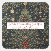 美しいヴィンテージクリスマスツリーオーナメントホリー スクエアシール (正面)