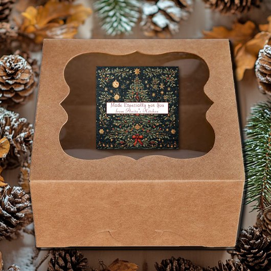 美しいヴィンテージクリスマスツリーオーナメントホリー スクエアシール