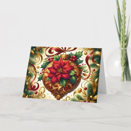 美しいヴィンテージクリスマスツリーオーナメント シーズンカード (正面)