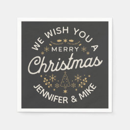 美しいヴィンテージクリスマスデザイン スタンダードカクテルナプキン