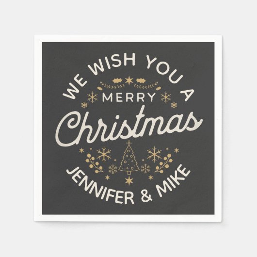 美しいヴィンテージクリスマスデザイン スタンダードカクテルナプキン (正面)