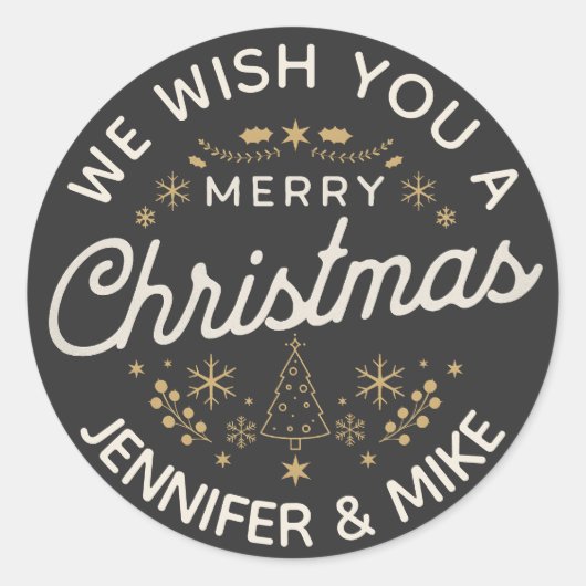 美しいヴィンテージクリスマスデザイン ラウンドシール (正面)