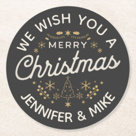 美しいヴィンテージクリスマスデザイン ラウンドペーパーコースター