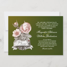 美しいヴィンテージグリーンの結婚式の招待状 招待状