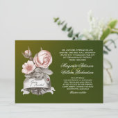 美しいヴィンテージグリーンの結婚式の招待状 招待状 (スタンド正面)