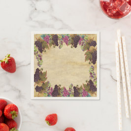 美しいヴィンテージグレープつる植物素朴紙プレート スタンダードカクテルナプキン