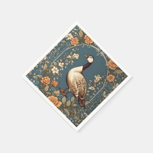 美しいヴィンテージグースウィリアムインスパイアモリス スタンダードカクテルナプキン (角)