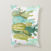 美しいヴィンテージサボテン、多汁、サボテンブルーミ アクセントクッション (裏面(縦))