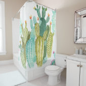 美しいヴィンテージサボテン、多汁、サボテンブルーミ シャワーカーテン (インサイチュ)