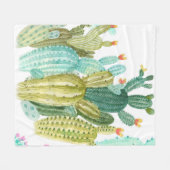 美しいヴィンテージサボテン、多汁、サボテンブルーミ フリースブランケット (正面(横))