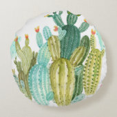 美しいヴィンテージサボテン、多汁、サボテンブルーミ ラウンドクッション (裏面)