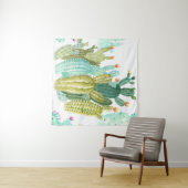 美しいヴィンテージサボテン、多肉類、サボテン タペストリー (インサイチュ(横))