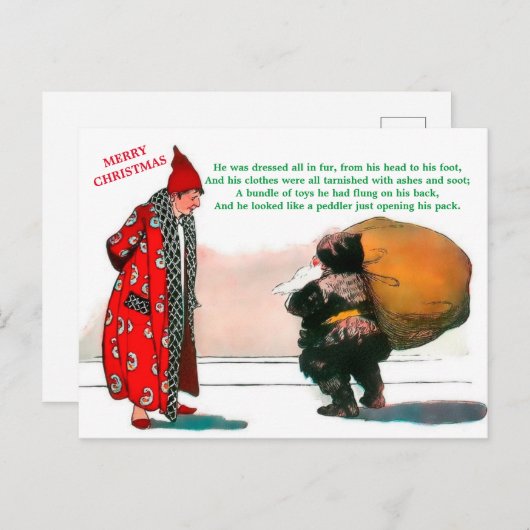 美しいヴィンテージサンタの毛皮の非常に古い芸術（コピー） ポストカード (正面/裏面)