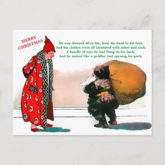 美しいヴィンテージサンタの毛皮の非常に古い芸術（コピー） ポストカード (正面)