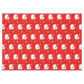 美しいヴィンテージサンタクロース&ベルズオンレッド テーブルクロス (正面(横))