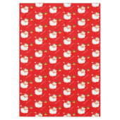 美しいヴィンテージサンタクロース&ベルズオンレッド テーブルクロス (正面)