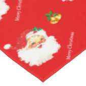 美しいヴィンテージサンタクロース&ベルズオンレッド テーブルクロス (アングル)