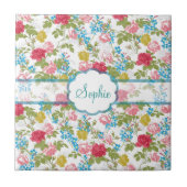 美しいヴィンテージシックトレンディーバラフローラルパターン タイル (正面)