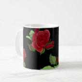 美しいヴィンテージシームレスなフローラルパターンとros コーヒーマグカップ (正面左)