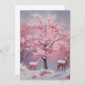 美しいヴィンテージスタイルのピンクのクリスマスカード シーズンカード (正面/裏面)