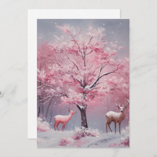 美しいヴィンテージスタイルのピンクのクリスマスカード シーズンカード (正面/裏面)