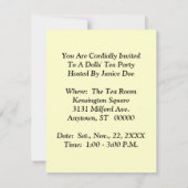 美しいヴィンテージスタイルの女の子と人形の招待状 招待状 (裏面)